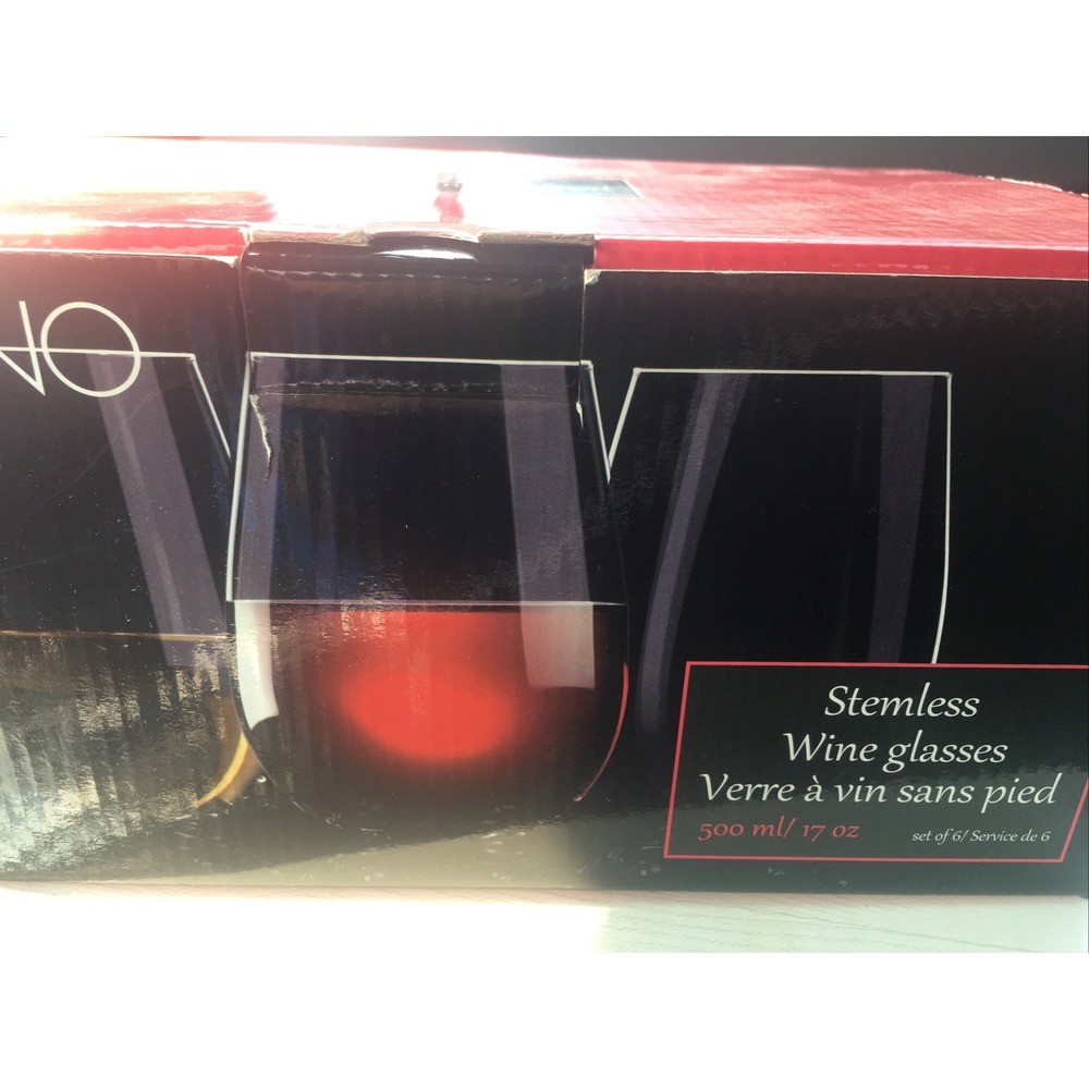 Krosno Poland Stemless Wine Glass LOT OF 6 New in Box 17-oz Dishwasher Safe
